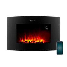 ReadyWarm 3550 Curved Flames Connected Chimenea eléctrica decorativa de 35” con máxima potencia de 2000 W. Dos intensidades 1000 W y 2000 W. Control por Wi-Fi. Mando a distancia. Panel curvo de cristal templado. Llama independiente y ajustable. Temporizador semanal. Sensor de puerta abierta.