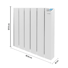 ReadyWarm 6000 Thermal Ceramic Connected Emisor térmico con 1500W de aluminio fundido y tecnología cerámica, 6 elementos, 20 m², control por wifi, pantalla LCD, programador semanal 24/7, protección IPX4, 4 modos, selección de temperatura y máxima seguridad.