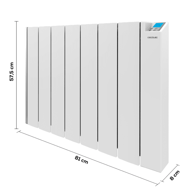 ReadyWarm 8000 Thermal Ceramic Connected Low Power Elektroheizkörper. 8 Elemente, 2000 W, Aluminiumguss, Wifi-Steuerung, 4 Modi, Timer, IPX4, 28 m2