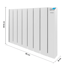 ReadyWarm 8000 Thermal Ceramic Connected Low Power Elektroheizkörper. 8 Elemente, 2000 W, Aluminiumguss, Wifi-Steuerung, 4 Modi, Timer, IPX4, 28 m2