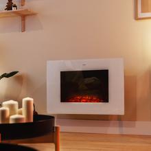 Caminetto elettrico ReadyWarm 2690 Flames Connected White. 2000 W, dimensioni di 26", Wi-Fi, 2 livelli di potenza, telecomando, timer, 25 m2