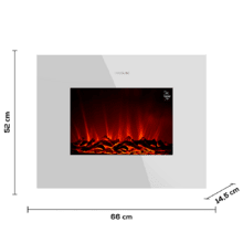 Ready Warm 2690 Flames Connected White Lareira elétrica. 2000 W, tamanho 26", Wi-Fi, 2 níveis de potência, controlo remoto, painel curvo, temporizador, 25 m2