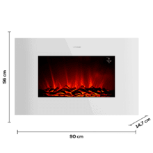Chimenea Eléctrica Ready Warm 3590 Flames Connected White. 2000 W, Tamaño 35", WiFi, 2 Niveles de Potencia, Mando a Distancia, Temporizador, 30 m2