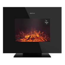 ReadyWarm 2700 Design Flames Black decorativa de 26” con máxima potencia de 2000 W. Dos intensidades 1000 W y 2000 W. Mando a distancia. Panel plano de cristal templado. Llama independiente y ajustable. Temporizador semanal. Sensor de puerta abierta.