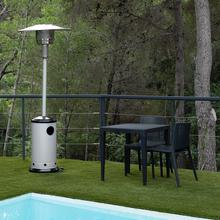 ReadyWarm 8800 Outdoor Microclimate Calefactor exterior a gas butano o propano con forma de seta para una mejor distribución del calor. Ruedas para su desplazamiento y termostato regulable. Diseño de acero de gran durabilidad.