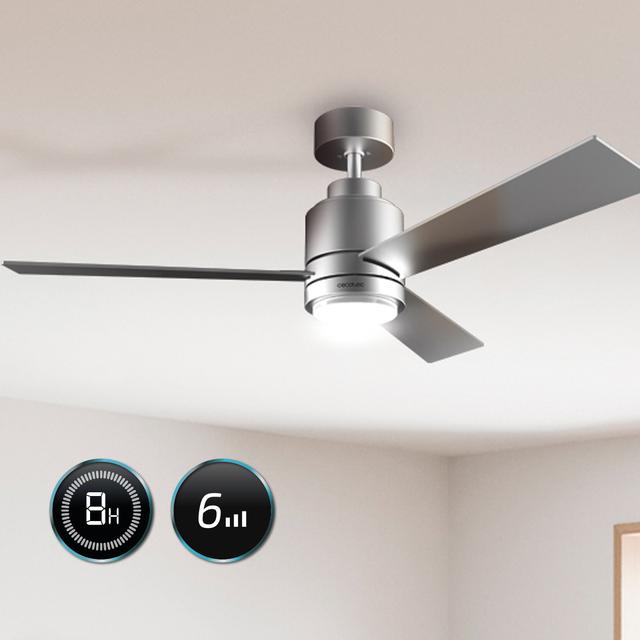 Ventilateur De Plafond Connecté Cecotec Aero 5600 - 52", Lumière LED, WiFi, Télécommande, IP44, Mode été/hiver