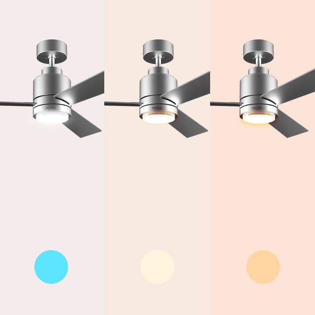 Ventilatore da soffitto EnergySilence Aero 4850 Style Steel da 30 W con motore DC e 48” con luce LED, telecomando, 6 velocità, 3 modalità (Bassa/Media/Alta), 3 pale, modalità inverno-estate e modalità brezza naturale.