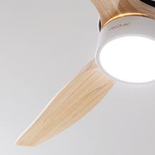 EnergySilence Aero 5300 White&Wood Design Ventilador de techo de 30W y 52” con motor DC, luz LED, mando a distancia, 6 velocidades, temporizador y modo winter-summer