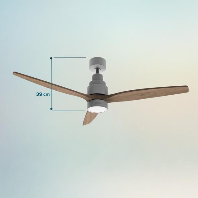 Ventilateur de plafond EnergySilence Aero 5300 White&Wood Design 30W 52" avec moteur DC, lumière LED, télécommande, 6 vitesses, minuterie et mode hiver-été