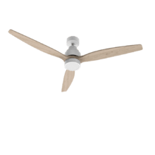 EnergySilence Aero 5300 White&Wood Design Ventilador de techo de 30W y 52” con motor DC, luz LED, mando a distancia, 6 velocidades, temporizador y modo winter-summer