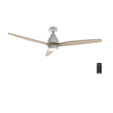 Ventilatore da soffitto EnergySilence Aero 5300 White&Wood Design 30W 52” con motore DC, luce LED, telecomando, 6 velocità, timer e modalità inverno-estate