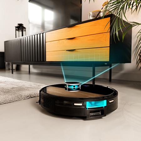 Robot aspirapolvere Conga Eternal Max Vital. 110 minuti di autonomia. Potenza di aspirazione del motore di 3000 Pa e espirazione massima di 2500 Pa 3 livelli di potenza e di lavaggio. Spazzola multifunzione. 10 programmi. APP. Assistente virtuale Alexa. Programmazione.