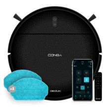 Robô aspirador Conga 999 Origin X-Treme com navegação reativa para uma limpeza completa da casa. Grande boca de sucção com uma potência de 1000 Pa. Com 2 escovas laterais Autonomia de 120 minutos. 6 Programas de limpeza. Controlo com a app CECOTEC e o controlo remoto. Conectividade Wi-Fi 2,4 GhZ e Bluetooth. Duas mopas de lavagem. Fase final de secagem do chão.