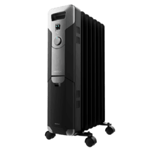 Ölheizkörper ReadyWarm 7000 Space Black. 7 Module, geringer Stromverbrauch, 1500 W, 3 Ebenen, Kabelsammler, Sicherheitssystem, Rollen, 15 m2