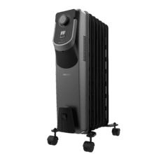 Ölradiator ReadyWarm 7000 Space 360 BlackÖlradiator mit 7 Rippen, 1500 W und 360º-Technologie, mit 3 Leistungsstufen, für bis zu 18 m², Kabelaufwicklung, einfacher Bedienung, Tragegriff, Rollen und doppeltem Sicherheitssystem.
