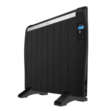 ReadyWarm 1800 Thermal Black. Aquecedor elétrico de baixo consumo de 8 Elementos, 1200 W, de Parede ou de pé, Temporizador, Comando à distância, Painel LCD, 15 m2