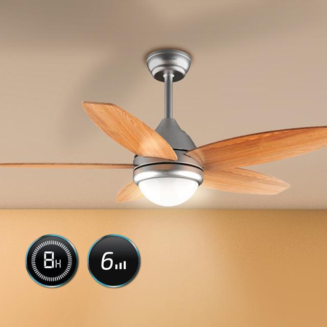 Ventilatore da soffitto EnergySilence Aero 495 55 W 42” con luce LED, telecomando, timer, 3 velocità e 5 pale reversibili.