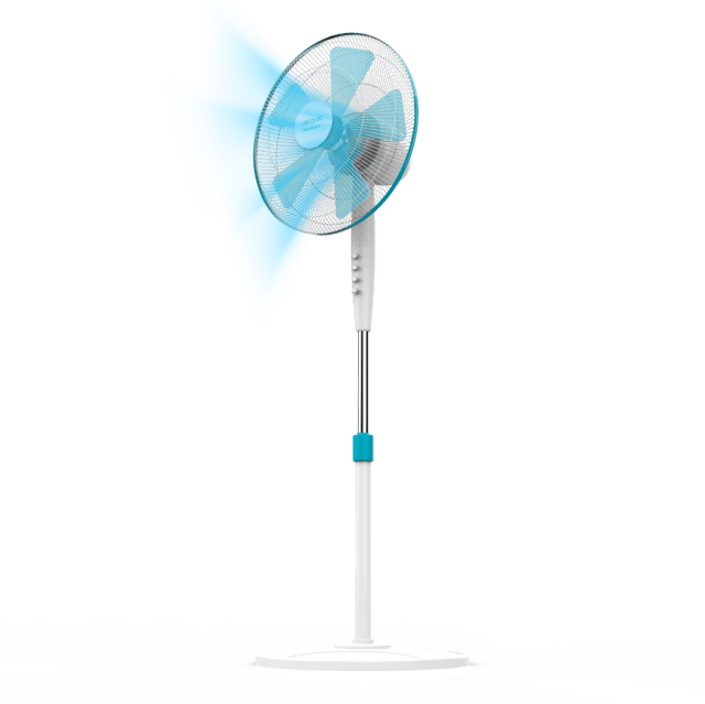 EnergySilence 499 Ventilador de Pie EnergySilence 500. 40 W, 5 Aspas de 40 cm de diámetro, Oscilante, 3 Velocidades, Altura Ajustable 110-130 cm, Motor de Cobre, Diseño en Blanco