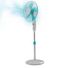 EnergySilence 520 Power Ventilador de pie de 16” con 50 W y temporizador, 4 velocidades, oscilación, silencioso, altura ajustable, 5 aspas y máxima seguridad.