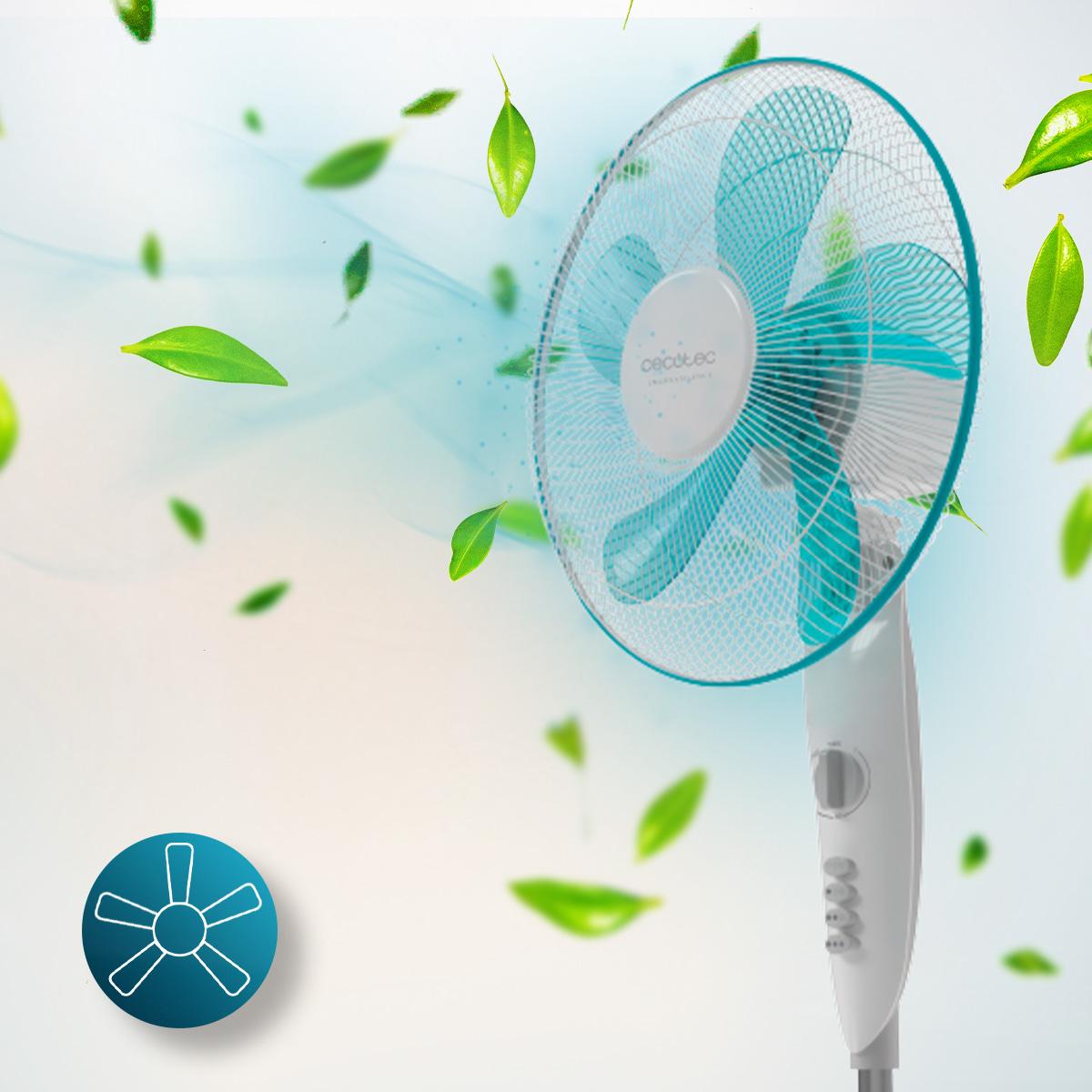 Ventilador de pie Cecotec EnergySilence 520 Power White con 5 aspas aerodinámicas