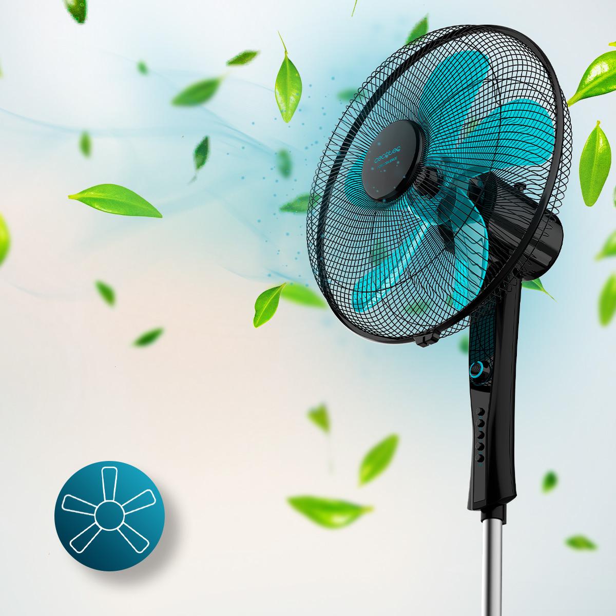 Ventilador de pie Cecotec EnergySilence 520 Power Black con sistema de 5 aspas