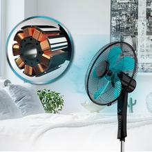 EnergySilence 520 Power Black. Ventoinha de pé com temporizador de 50 W, 5 pás, 40 cm de diâmetro, oscilante, 4 velocidades, ajustável 110-130 cm, motor de cobre, Preto