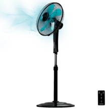 EnergySilence 530 Power Connected Black. Ventilador de Pie con Mando a Distancia y Temporizador, 50 W, 5 Aspas de 40 cm, 3 Velocidades, Motor de Cobre, Oscilante, Pantalla, Negro