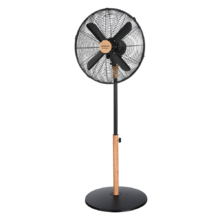 Ventilatore a piantana EnergySilence 560 Woodstyle. 4 pale 16'' (40 cm) di diametro, oscillazione, 3 velocità, regolabile (95-125 cm), motore in rame, finiture nere effetto legno, 60 W