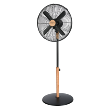 EnergySilence 560 Woodstyle Ventilator. 4 Klingen 16"(40cm) Durchmesser, oszillierend, 3 Geschwindigkeiten, einstellbar (95-125cm), Kupfermotor, schwarzes Finish mit Holzeffekt, 60W