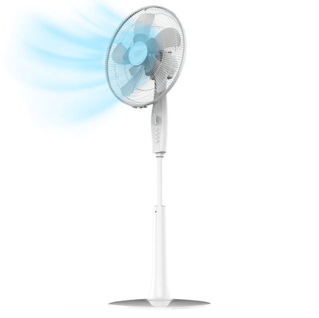 EnergySilence 1009 Extreme Flow Ventilador de Pie con Temporizador, 60 W, 10 aspas, Potente, Oscilante, Silencioso, 3 velocidades, Regulable, Motor de Cobre, Blanco