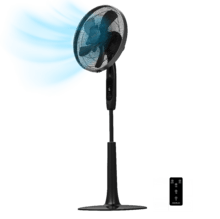 EnergySilence 1019 ExtremeConnected. Ventilador de Pie con Mando a Distancia y Temporizador, 60 W, 10 Aspas, 6 Velocidades, Motor de Cobre, Altura ajustable 115 o 135 cm, Negro