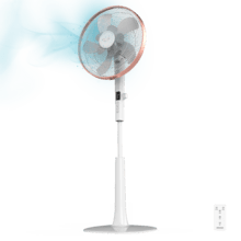 EnergySilence 1030 SmartExtreme. Ventilador de Pie con Mando a Distancia y Temporizador, 28 W, 10 Aspas 40cm de Diámetro, Oscilante, 24 Velocidades, Ajustable 115-135cm, Motor DC, Blanco