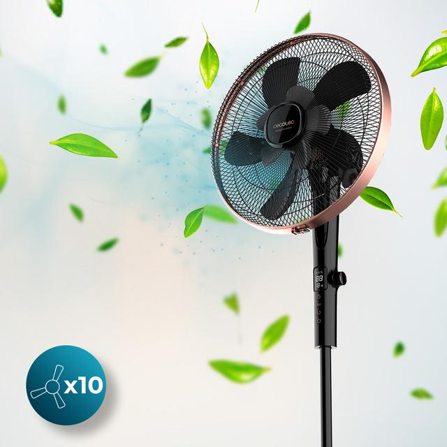 EnergySilence 1040 SmartExtreme - Ventilatore a piantana, 10 pale  16"(40cm) di diametro, Oscillazione, 24 velocità, regolabile (112-135 cm), Motore in rame, Timer di 15 h, 60 W, Nero