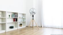 Ventilatore a tre piedi EnergySilence 1600 Woody Smart. 50 W, 4 pale, 16 pollici, 40 cm diametro, 3 velocità, 3 modalità, altezza e inclinazione regolabili, telecomando, timer