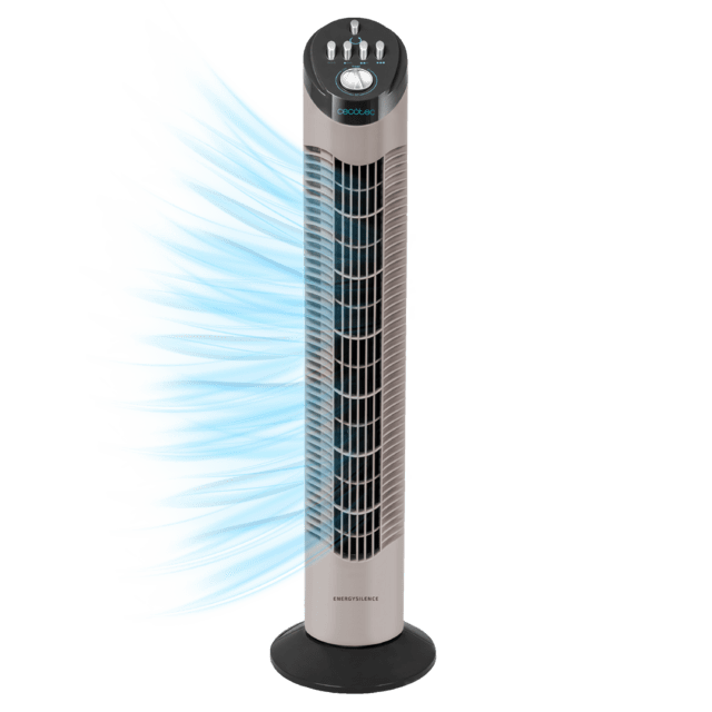 EnergySilence 789 Skyline Ventilador de Torre con Temporizador, 50 W, 30'' (76cm) de Altura, Mecánico, Oscilante, Motor de Cobre, 3 Velocidades.
