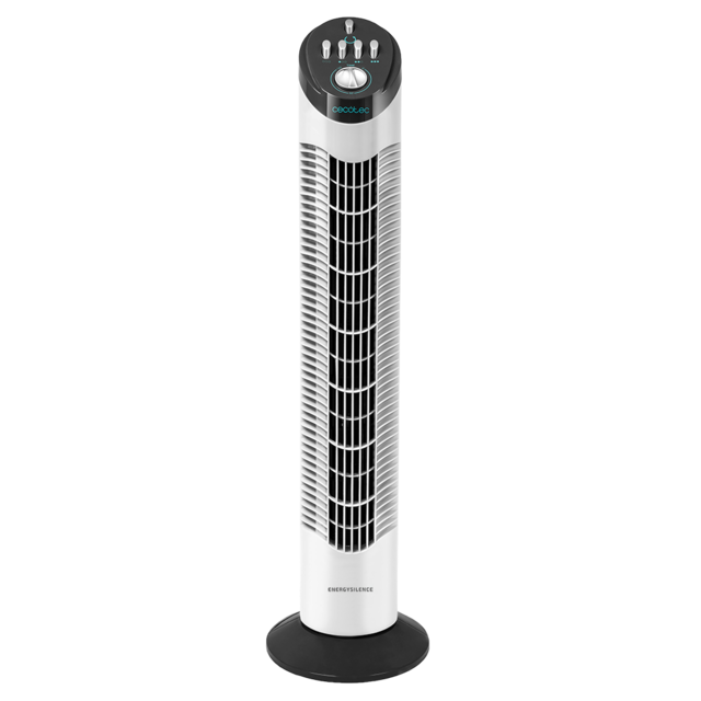 EnergySilence 790 Skyline. Ventilador de Torre con Temporizador, 50 W, 30'' (76cm) de Altura, Mecánico, Oscilante, Motor de Cobre, 3 Velocidades, Blanco