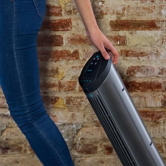EnergySilence 890 Skyline. Ventilador de Torre Digital con Temporizador, 50 W, 30'' (76cm) de Altura, Oscilante, Motor de Cobre, 3 Velocidades, 3 Modos, Negro