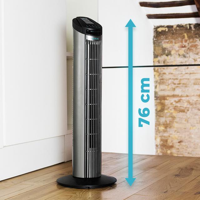 EnergySilence 890 Skyline. Ventilador de Torre Digital con Temporizador, 50 W, 30'' (76cm) de Altura, Oscilante, Motor de Cobre, 3 Velocidades, 3 Modos, Negro