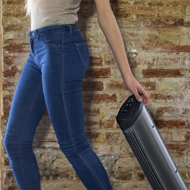 EnergySilence 890 Skyline. Ventilador de Torre Digital con Temporizador, 50 W, 30'' (76cm) de Altura, Oscilante, Motor de Cobre, 3 Velocidades, 3 Modos, Negro