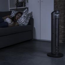 EnergySilence 890 Skyline. Ventilador de Torre Digital con Temporizador, 50 W, 30'' (76cm) de Altura, Oscilante, Motor de Cobre, 3 Velocidades, 3 Modos, Negro