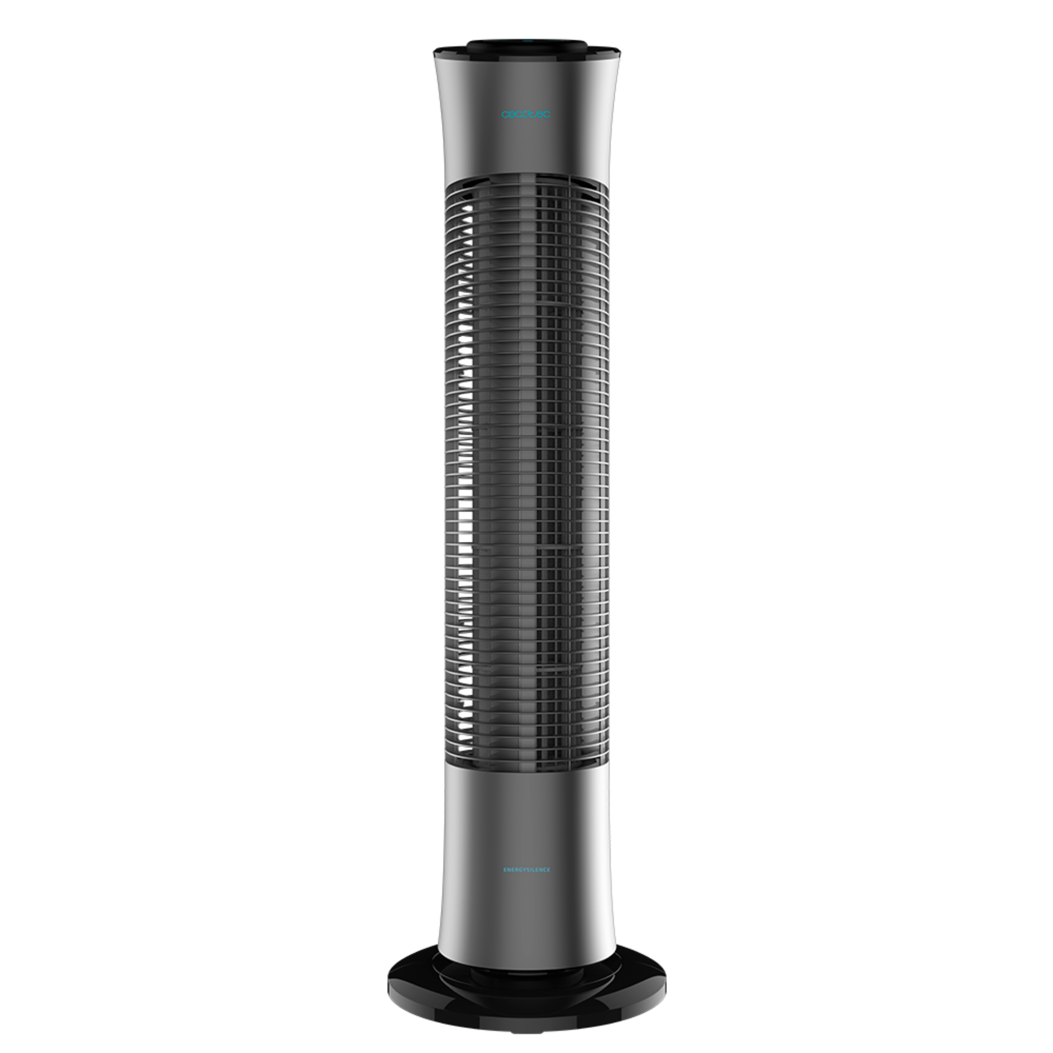 Ventilador de Torre con Mando a Distancia y Temporizador EnergySilence 7090 Skyline. 45 W, 30'' (76cm) de Altura, Oscilante, Motor de Cobre, 3 Velocidades, Gris