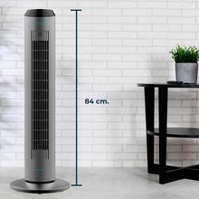 Coluna de ar com Controlo Remoto e Temporizador EnergySilence 8190 Skyline Ionic. 60 W, 33" (84 cm) Altura, Oscilante, Motor de Cobre, 3 Velocidades, Cinzento