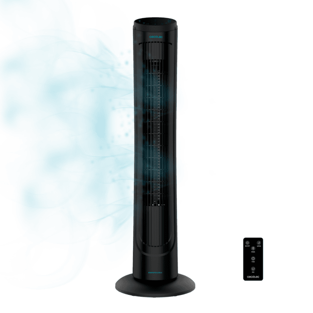 Ventilatore a colonna EnergySilence 9090 Skyline. Altezza 40''102cm), oscillante, motore in rame, 3 velocità, timer 7,5 ore, telecomando, 45W