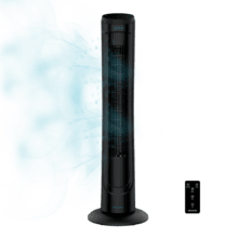 EnergySilence 9090 Skyline. Ventilador de Torre Digital con Mando a Distancia y Temporizador, 45 W, 40'' (102cm) de Altura, Oscilante, Motor de Cobre, 3 Velocidades, Negro