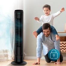 EnergySilence 9090 Skyline. Ventilador de Torre Digital con Mando a Distancia y Temporizador, 45 W, 40'' (102cm) de Altura, Oscilante, Motor de Cobre, 3 Velocidades, Negro