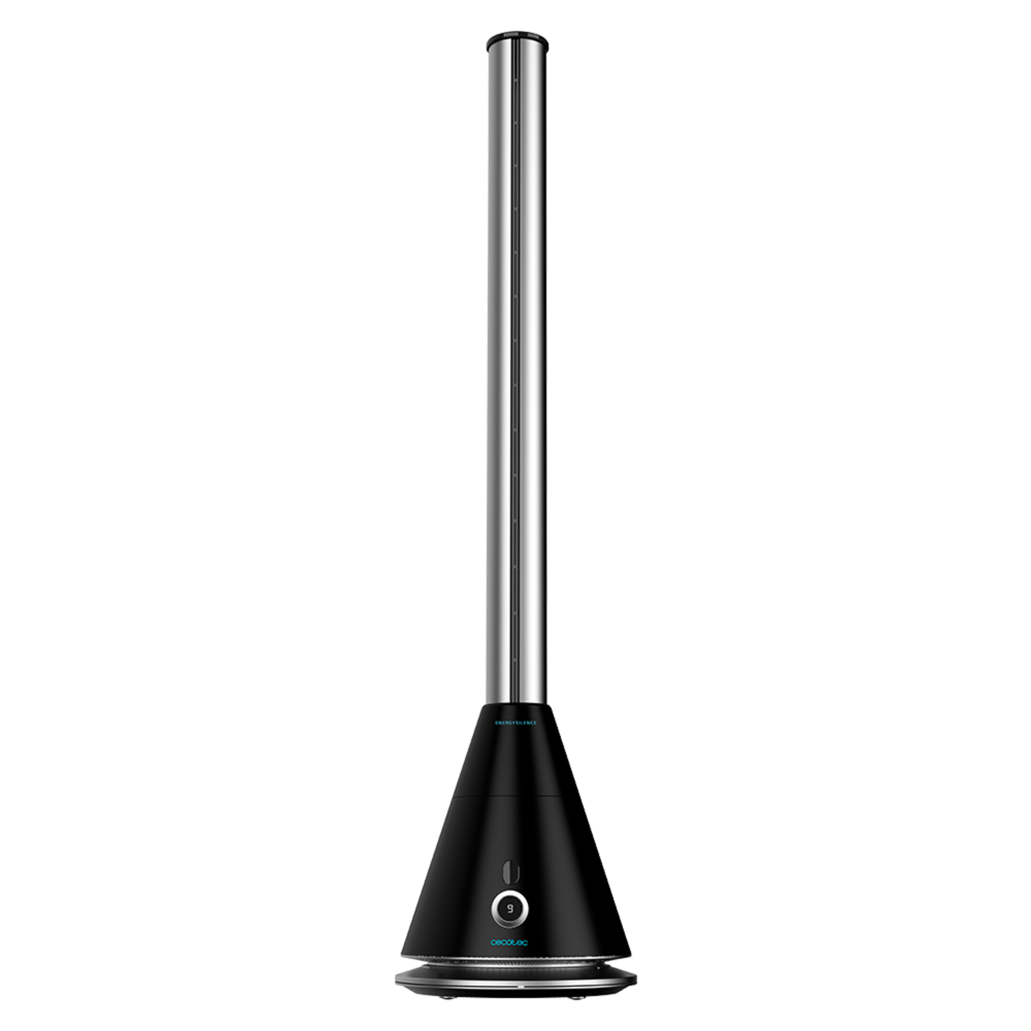 Ventilador de Torre sin Aspas con Mando a Distancia y Temporizador EnergySilence 9900 Skyline Bladeless Black. 26 W, 38" (96 cm) de Altura, Motor de Cobre, 9 Velocidades, Negro