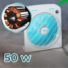 EnergySilence 6000 PowerBox Bodenventilator. 5 Ventilatorflügel. 50W 3 Geschwindigkeitsstufen Kupfer Motor. Oszillierender Gitter. 2 Std.-Timer