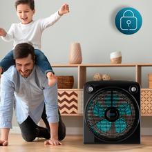 EnergySilence 6000 PowerBox Black. Ventilador de chão com temporizador, 50 W, 5 pás de 30 cm de diâmetro, 3 velocidades, motor de cobre, grelha rotativa, preto