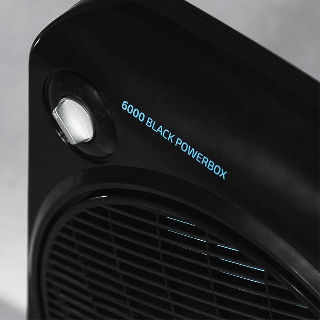 EnergySilence 6000 PowerBox Black. Ventilador de Suelo con Temporizador, 50 W, 5 aspas de 30 cm de diámetro, 3 Velocidades, Motor de Cobre, Rejilla Rotatoria, Negro