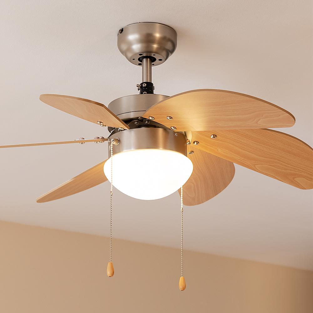 Detalle del ventilador de techo Cecotec EnergySilence Aero 350 con cadenas de control